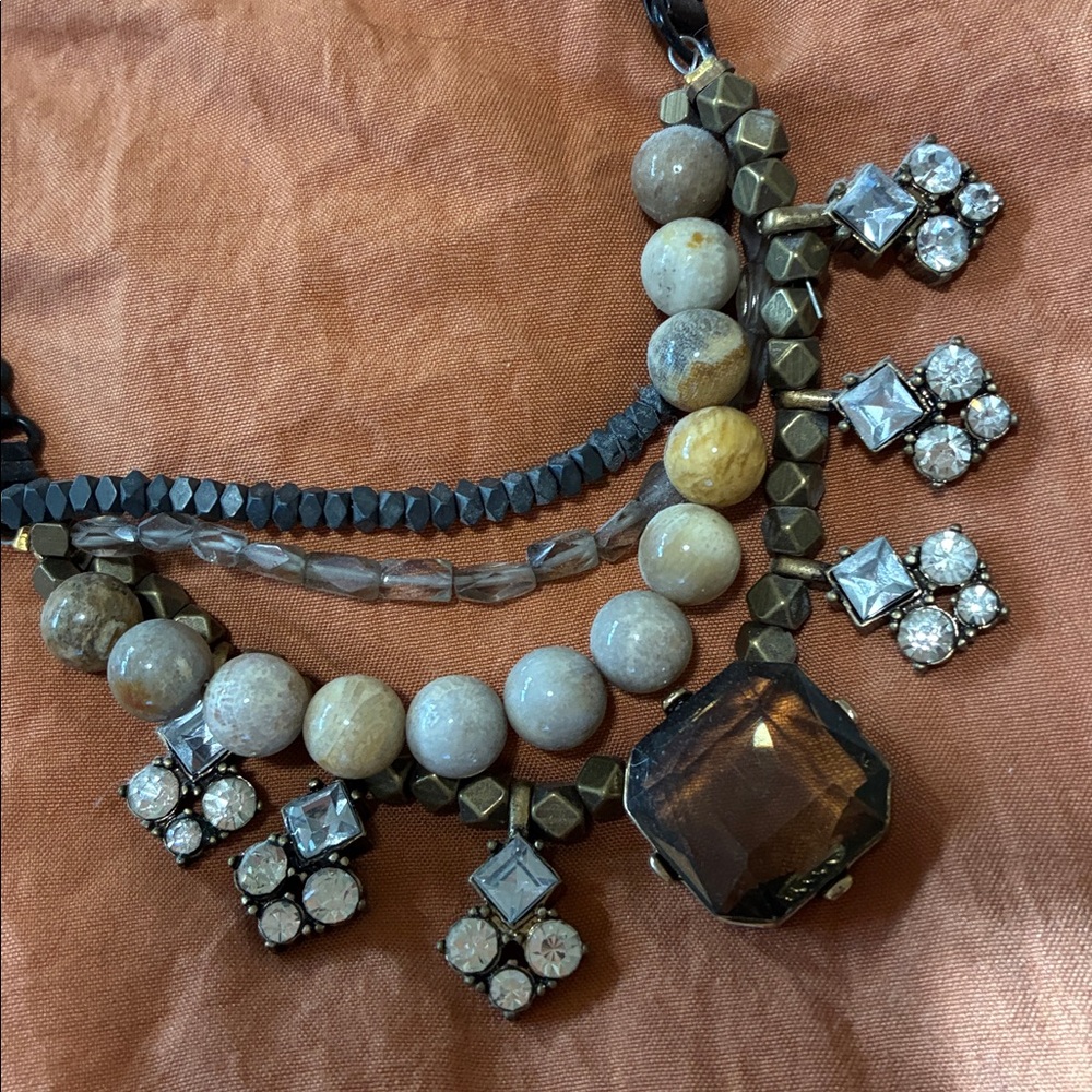 Elegant Black, Crystal, Gold Necklace